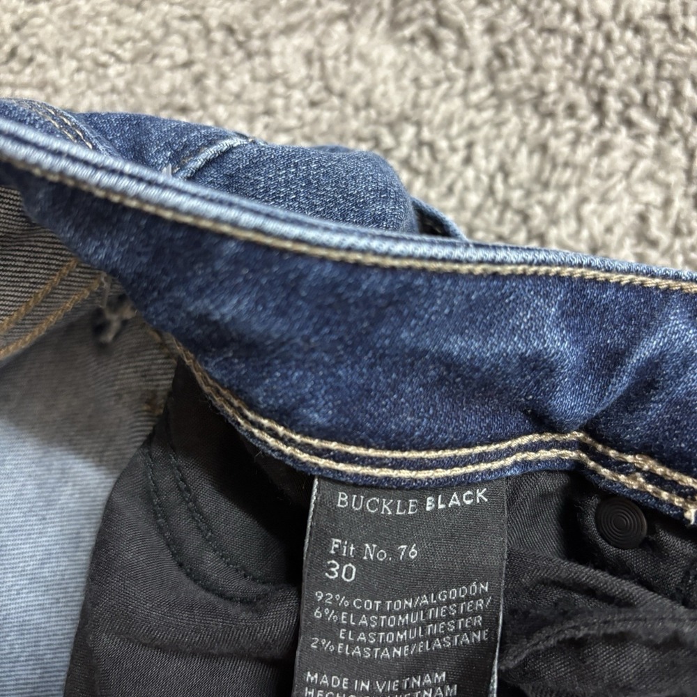 Buckle Black Fit 76 Skinny Jeans Women 30 Blue Faded Candiani Italian Denim Moto - Picture 6 of 12